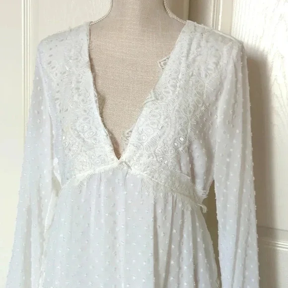 Lulu's Wistful Moment White Swiss Dot Long Sleeve Dress - Picture 6 of 8